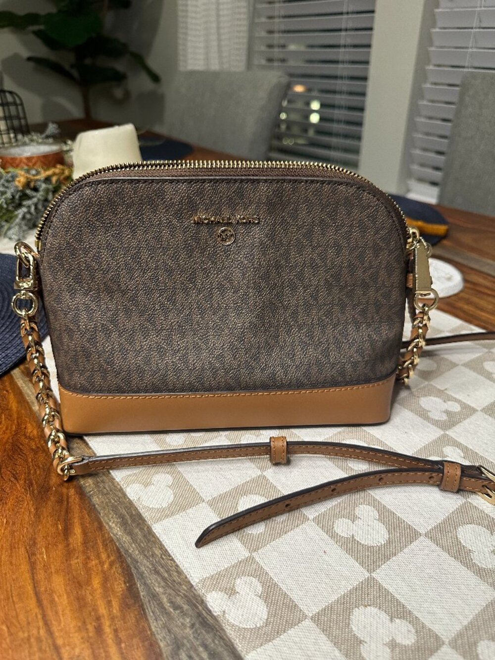 Brown & Tan Michael Kors Crossbody Purse